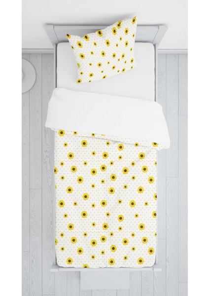 Dijital Baskılı Sarı Papatyalı Örtü Yastık Seti Lldcfp 38