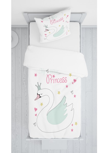 Dijital Baskı Kuğulu Örtü Yastık Seti 383