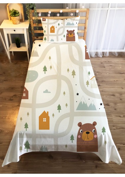 Evmila Dekoratif Kasaba Desenli Çocuk Yatak Örtüsü