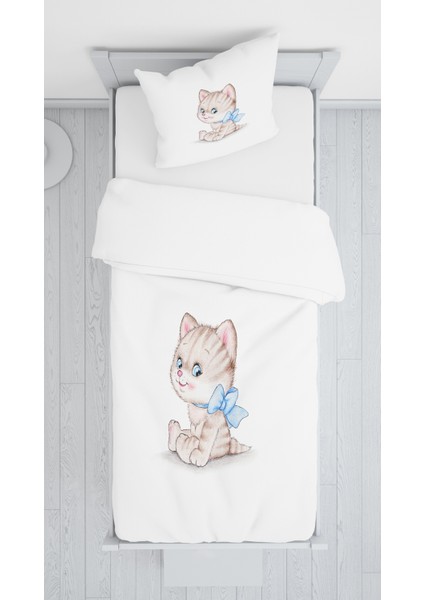 Evmila Dijital Baskı Sevimli Ayıcık Kadife Örtü Yastık Seti 953