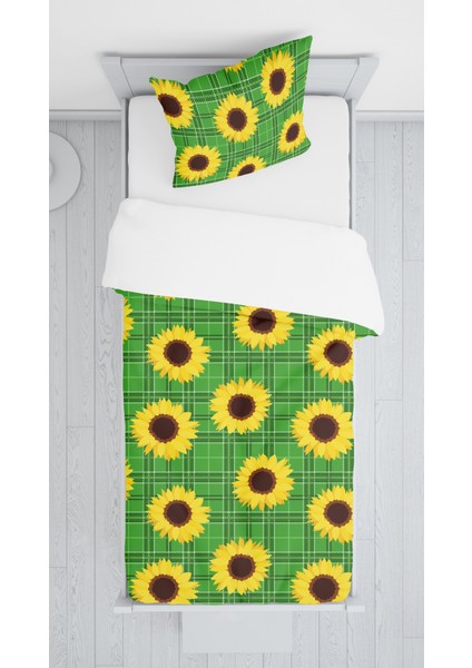 Dijital Baskılı Papatyalı Örtü Yastık Seti Lldcfp 2