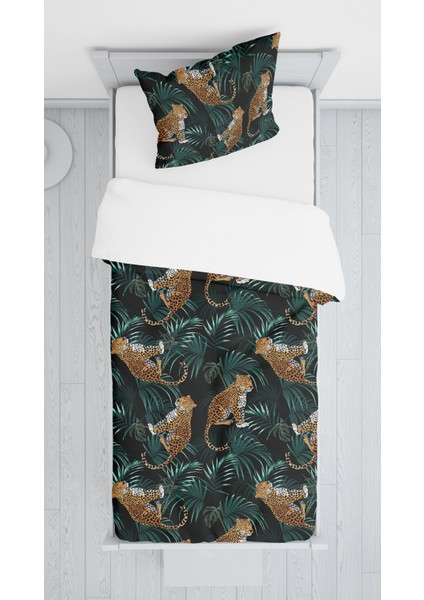 Evmila Dijital Baskılı Leoparlı Kadife Örtü Yastık Seti Lldcfp 41