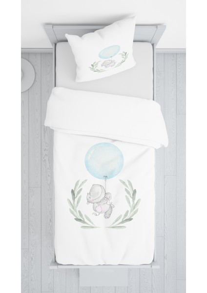 Evmila Fil ve Mavi Dünya Kadife Dekoratif Örtü 153