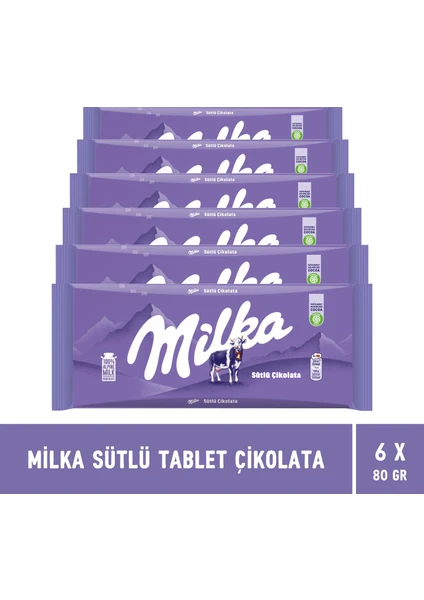 Sütlü Tablet Çikolata 80 gr - 6 Adet