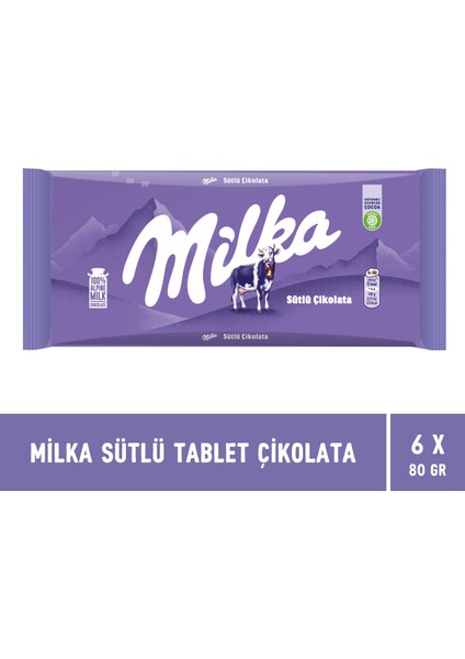 Sütlü Tablet Çikolata 80 gr - 6 Adet