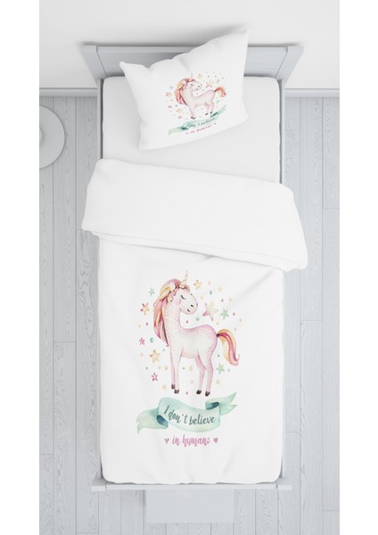 Dijital Baskı Unicorn Örtü Yastık Seti 754