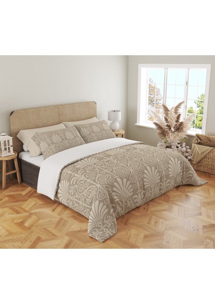 Modern Desen Baskılı Çift Kişilik 200X220 cm Nevresim Takımı - Kahverengi fiyatları