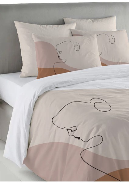 Modern Desen Baskılı Çift Kişilik 200X220 cm Nevresim Takımı - Kahverengi
