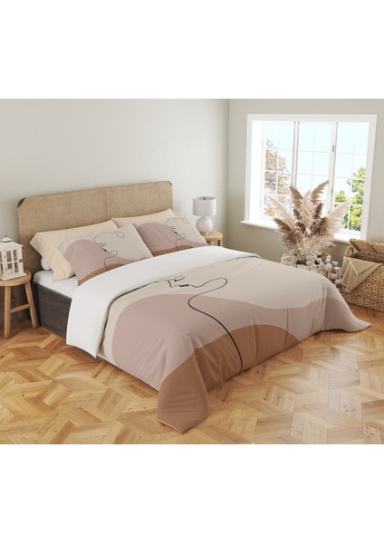 Modern Desen Baskılı Çift Kişilik 200X220 cm Nevresim Takımı - Kahverengi fiyatları