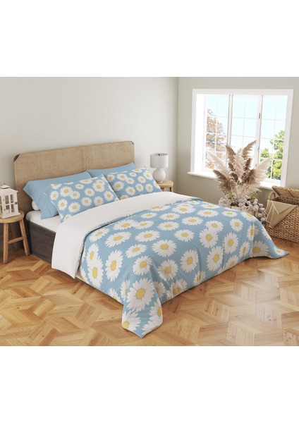 Papatya Desen Baskılı Çift Kişilik 200X220 cm Nevresim Takımı - Mavi fiyatları