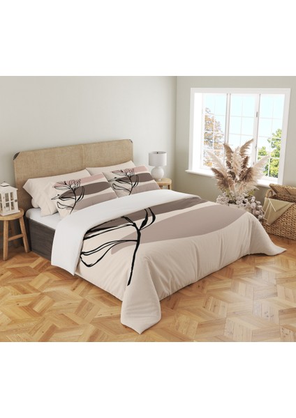 Bohem Desen Baskılı Çift Kişilik 200X220 cm 2 Adet 50X70CM Nevresim Takımı - Ekru