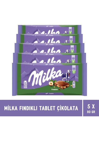 Fındıklı Tablet Çikolata 80 gr - 5 Adet