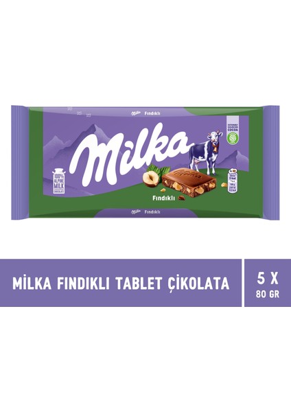 Fındıklı Tablet Çikolata 80 gr - 5 Adet