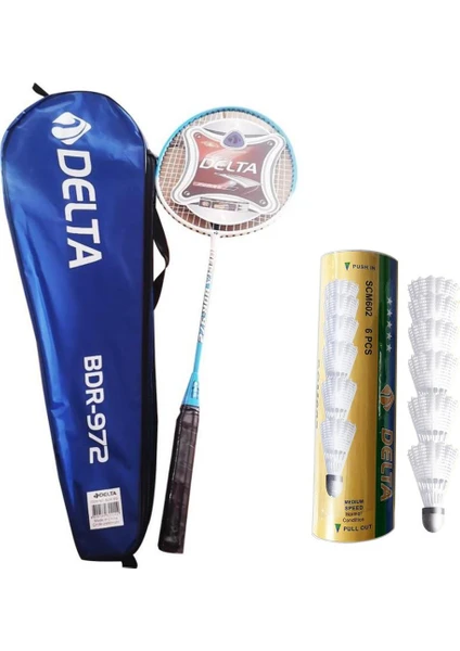 Tek Parça Deluxe Badminton Raketi + Çantası + Orta Hız Sevenler İçin 6 Adet Badminton Topu Set