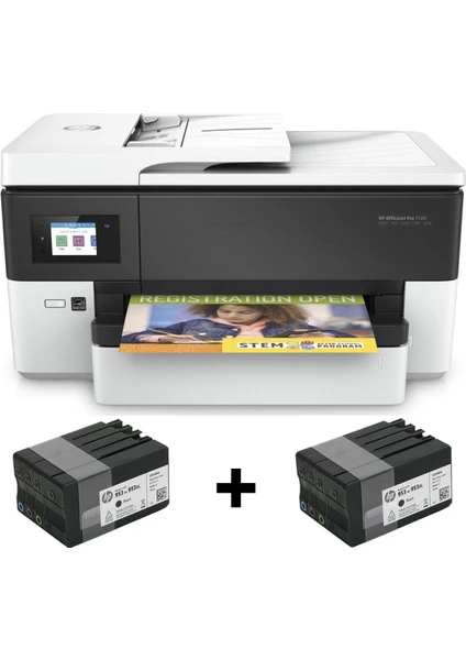 Hp Officejet Pro 7720 Çok Fonksiyonlu A3 Yazıcı (Ekstra 1 Set Orjinal Kartuş Hediyeli)