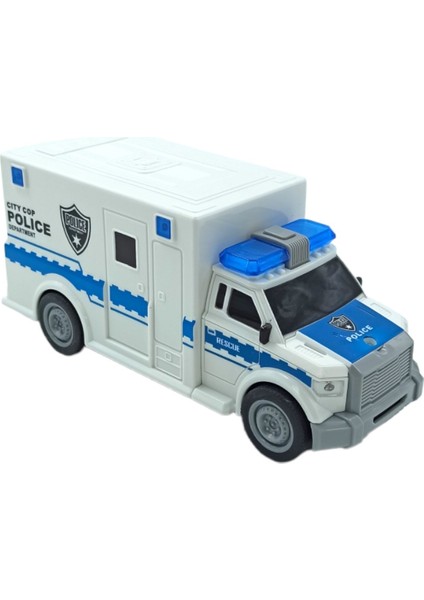 PopŞeker Oyuncak Kurtarıcı Polis Arabası Sesli Işıklı Sürtmeli Özellikli 20CM. Polis Otosu