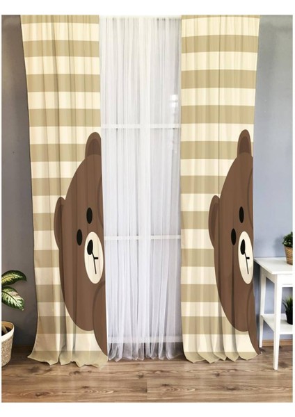 Ayıcık Desenli Çocuk Odası Fon Perde