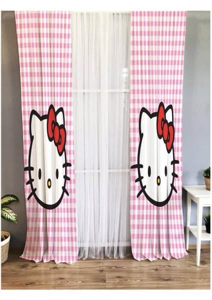 Kedi Desenli Çocuk Odası Fon Perde