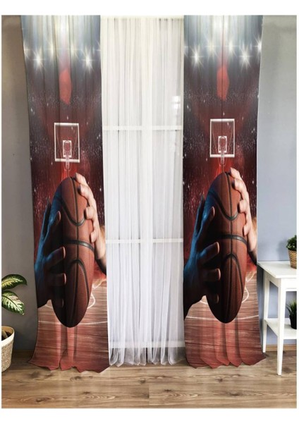 Basketbol Desenli Çocuk Odası Fon Perde