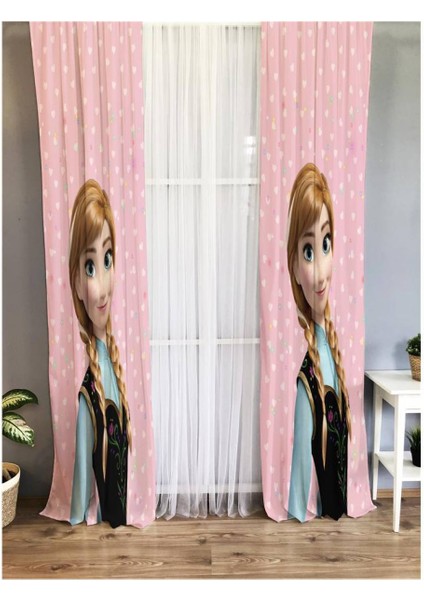 Prenses Desenli Çocuk Odası Fon Perde