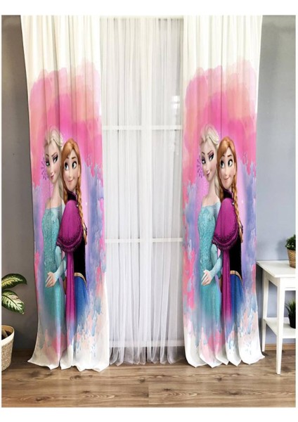 Prenses Desenli Çocuk Odası Fon Perde
