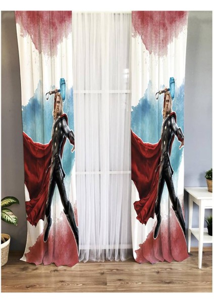 Süper Kahraman Desenli Çocuk Odası Fon Perde
