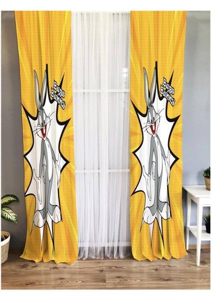 Tavşan Desenli Çocuk Odası Fon Perde