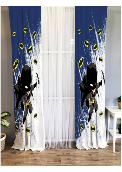 Süper Kahraman Desenli Çocuk Odası Kadife Fon Perde
