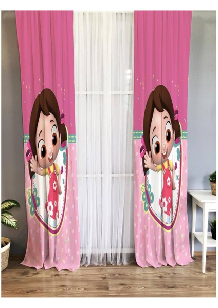 Kız Çocuk Desenli Çocuk Odası Fon Perde