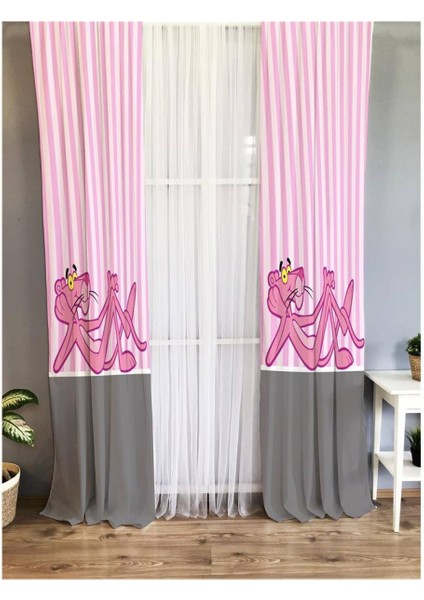 Panter Desenli Çocuk Odası Fon Perde