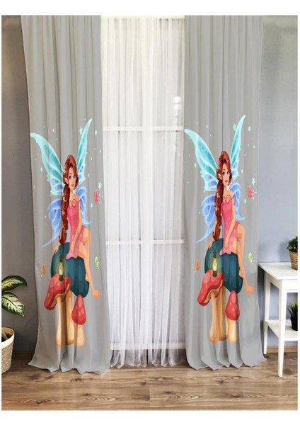 Prenses Desenli Çocuk Odası Fon Perde