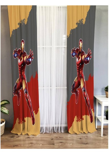 Süper Kahraman Desenli Çocuk Odası Fon Perde