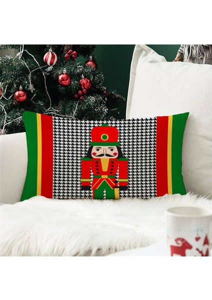 Yılbaşı Özel Kurşun Asker Desenli Dikdörtgen Kırlent Kılıfı