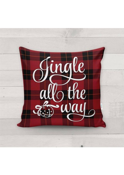 Yılbaşı Özel Ekose Desenli Kadife Kırlent Kılıfı