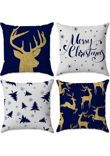 Yılbaşı Özel 4`lü Kırlent Kılıfı Seti