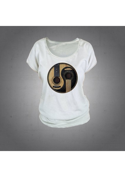 Gitar Tshirt Kadın Ekru
