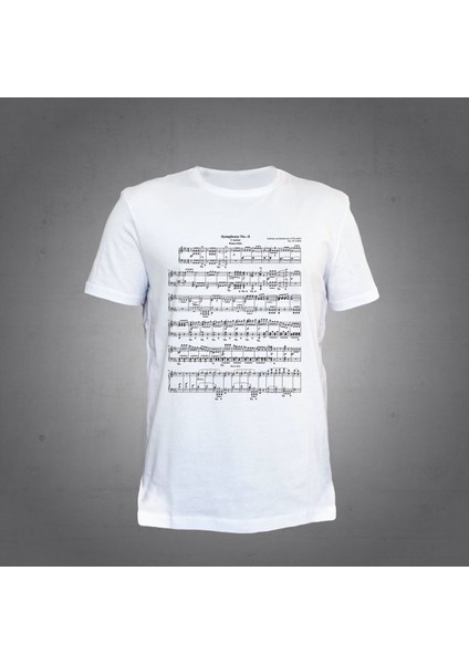 5. Senfoni Notalar Beyaz Tshirt