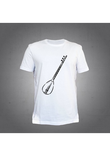 Bağlama Saz Beyaz Tshirt