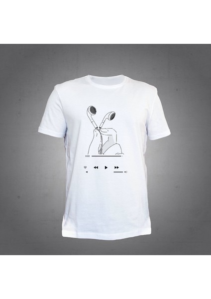 Kulaklık Beyaz T-Shirt
