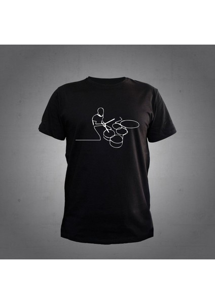 Bateri Çalan Adam Siyah T-Shirt