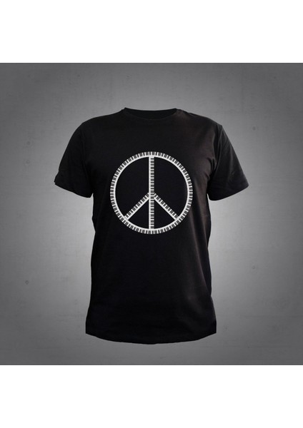Barış Simgesi T-Shirt Piyano Siyah