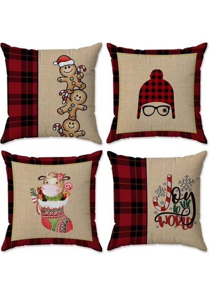 Yılbaşı Özel 4`lü Kırlent Kılıfı Seti