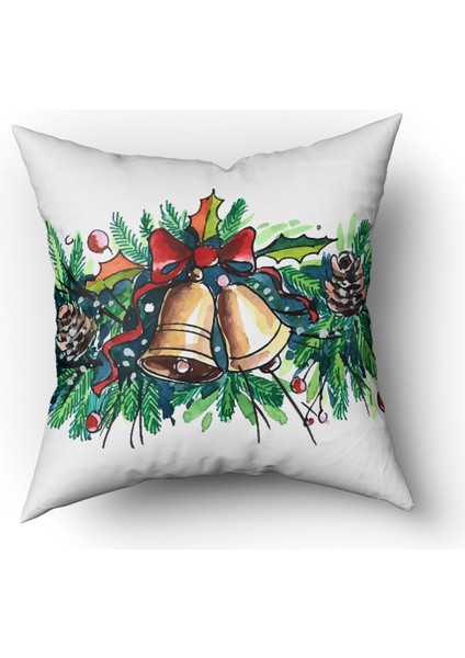 Yılbaşı Temalı Çan Desenli Kadife Kırlent Kılıfı