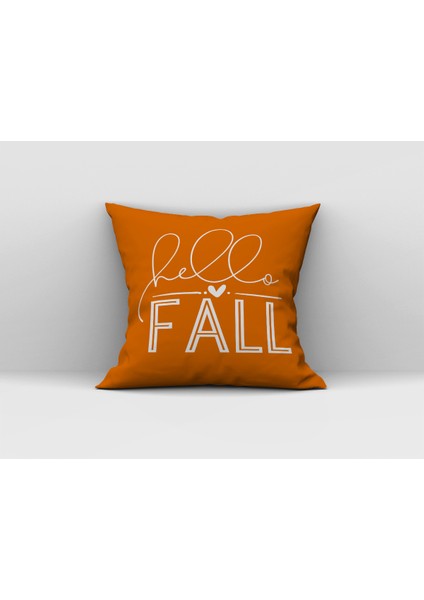 Hello Fall Yazılı Kırlent Kılıfı