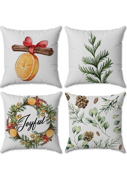 Kadife Doku Yılbaşı ve Noel Özel Christmas Temalı 4'lü Kırlent Seti