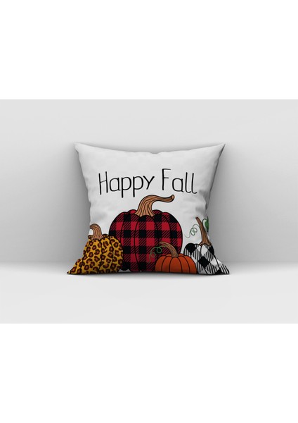 Happy Fall Yazılı Kırlent Kılıfı