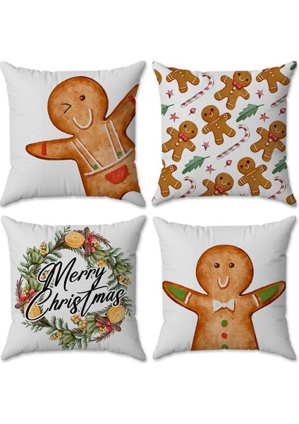 Kadife Doku Yılbaşı ve Noel Özel Christmas Temalı 4'lü Kırlent Seti