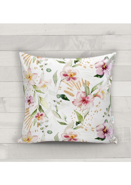 Çiçek Desenli Kırlent Kılıfı