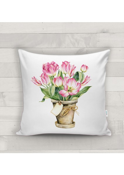 Çiçek Desenli Kırlent Kılıfı