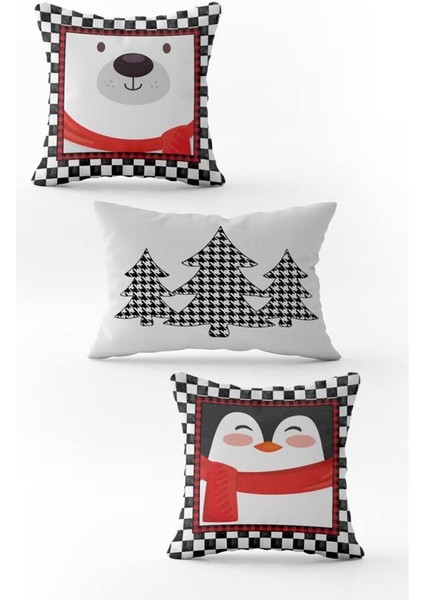 Yılbaşı Özel 3`lü Kadife Çift Taraf Baskılı Kırlent Seti